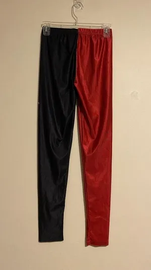EUC Harley Quinn Red & Black Cosplay leggings size small thumbnail 3