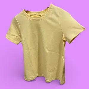 Breckenridge Cute crochet collar buttercup yellow cotton blend top classic basics pastel thumbnail 3