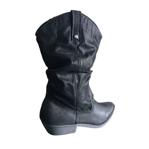 American Rag Black‎ Western Cowboy Boots Ruched Slouchy Block Heel Ankle Boot thumbnail 7