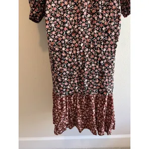 Zara Floral Print Patchwork Boho Maxi Shirt Dress Balloon Sleeves‎ Size S thumbnail 7