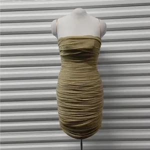 House of CB Ella Ruched Organza Mini Dress Sz Small Gold Cocktail Party Wedding thumbnail 2