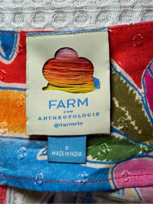 Farm Rio Anthropologie Women Cotton Crop Top Small Fruit Patchwork Tie Front thumbnail 4