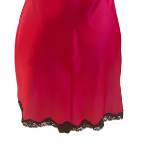 Victoria's Secret Satin Red Slip Dress With Black Lace Trim Side Slit S thumbnail 7