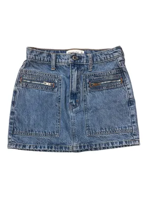 Abercrombie & Fitch Cargo Zip Pocket Denim Mini Skirt Y2K High Rise Size 24 thumbnail 2