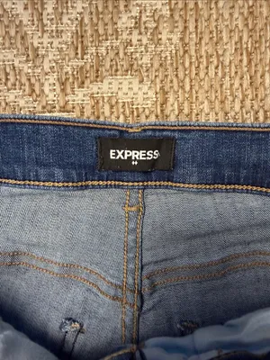 Express Medium Blue Straight-Leg super high rise Jeans thumbnail 2