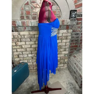 Sequin Hearts formal dress prom strapless jeweled waist sheer layers royal blue thumbnail 6