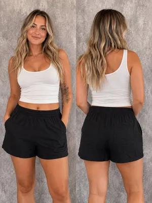 Old Navy Women's Casual Black Elastic Waistband Pocket Shorts thumbnail 2