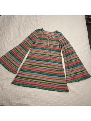 PQ Swim Ziggy Noah Coverup Tunic Chevron Rainbow Bell Sleeves XS / S Multicolor thumbnail 12