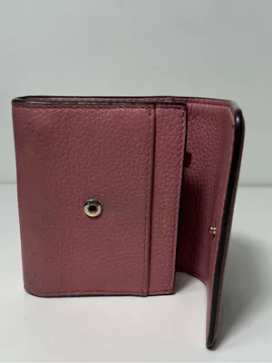 Tory Burch McGraw Pink Pebbled Leather Trifold Compact Mini Wallet thumbnail 10