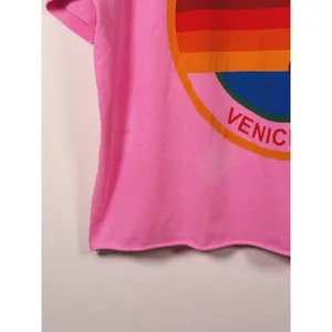 Aviator Nation Womens Venice Surfer Graphic Tee Size L Pink Raw Hem Indie Casual thumbnail 8
