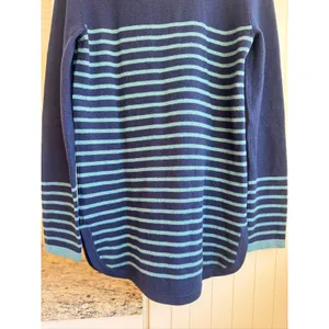 Tory Burch Wool Cashmere Blend Tunic Sweater XS Navy Stripe Pockets 50123142 thumbnail 13