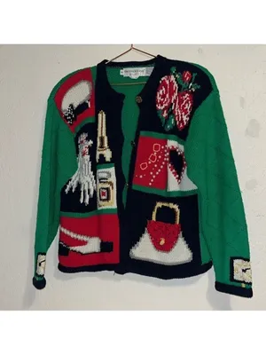 Vintage Eagle's Eye Vintage Christmas Cardigan cottagecore granny teacher thumbnail 2