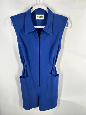 Noble Organic Tank Suit French Blue Zip Front Utility Romper XS thumbnail 2