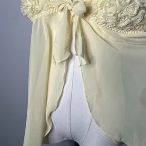 Y2K Vintage LA Intimates Butter Yellow Chiffon Rosette Babydoll Lingerie thumbnail 5