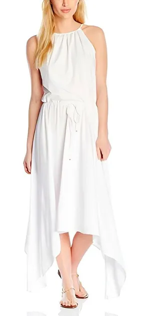 NWT PILYQ Women Bridal Resortwear Water Lilly Hampton Handkerchief Hem Dress M/L thumbnail 1