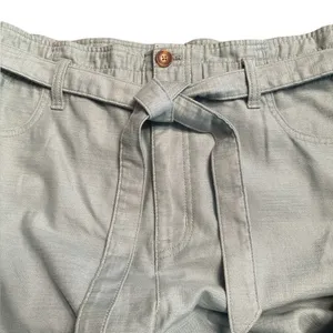 J Crew Factory women’s Cropped twill paper-bag pant green Size 12 NWOT thumbnail 6