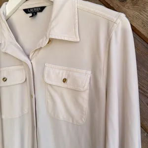 Lauren Ralph Lauren LRL black label white button down long sleeve blouse medium thumbnail 3
