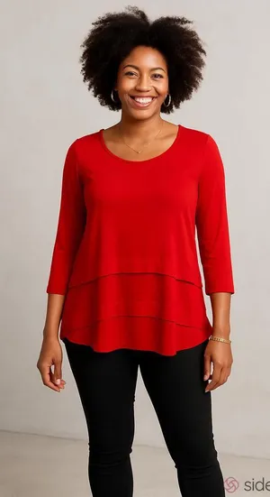 MICHAEL Michael Kors Red Layered Knit Top thumbnail 1