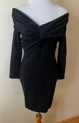 Abercrombie & Fitch black off the shoulder ponte knit mini dress NEW MEDIUM thumbnail 1