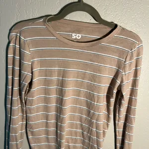 SO Women's Tan Striped Long Sleeve Top SZ XS Summer Casual T Shirt Cute + Petite thumbnail 4