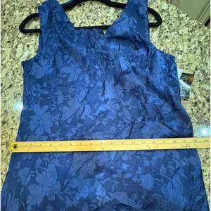 Alex Evenings Women Floral Print Cowl Neck Tea Length Wedgewood Size 10 No Scarf thumbnail 11