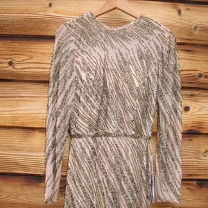 Mac Duggal 5240 Womens Long Sleeve Beaded Column Gown Dress Mocha thumbnail 12