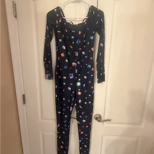Blue Bodycon gemstone material one piece bodysuit! Size M thumbnail 3