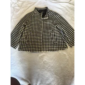 BANANA REPUBLIC Black/White houndstooth Wool Coat Cape Small thumbnail 7