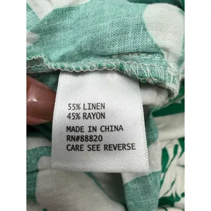 Atelier Nicole Miller Women L Linen Blend Green Floral Wide Leg Crop Pants thumbnail 6