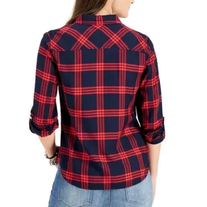 Tommy Hilfiger NWOT plaid roll tab button front shirt M thumbnail 2