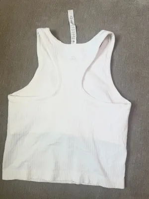 Lululemon White Ribbed Tank thumbnail 4