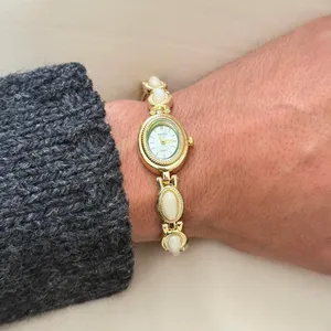 Dainty Vintage Gold And White Stone Watch thumbnail 6