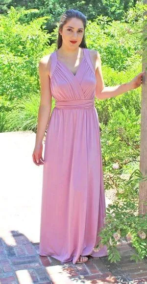 Long Sleeveless Flowy Bridesmaid Cocktail Evening Purple Size M thumbnail 1