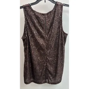 Halogen Sequin Brown Bronze Sleeveless Tank Women Small Shiny Party Cocktail thumbnail 3