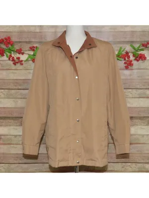 VTG London Fog Jacket Womens 10 Tan Brown Hooded Rain Coat Weatherwear Zip Liner thumbnail 11