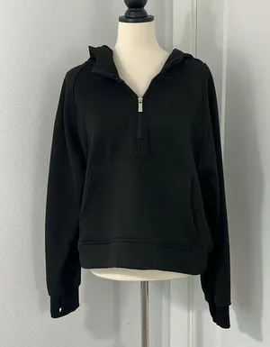 Amazon Laslulu XL Black Oversized Quarter-Zip Hoodie Sweatshirt with Pocket thumbnail 2