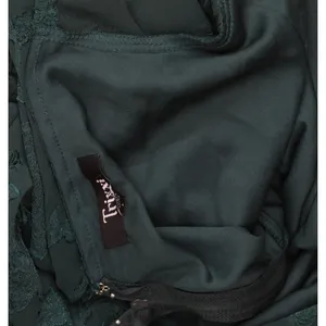 NWT Trixxi Waist Ruffled Jacquard Fit Flare Sheer Sleeved Dress Hunter Green L thumbnail 7