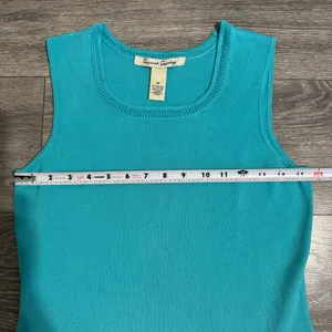 French Laundry Women Turquoise Knit Square Sleeveless‎ Fitted Top Size M thumbnail 10