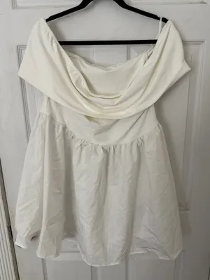 Shein Off-The-Shoulder Dress White drop waist thumbnail 2