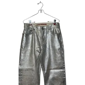 Lucky Brand Women's Jeans 90s Loose High‎ Rise Metallic Crop Shiny Silver 4/27 thumbnail 5