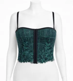 Aerie Women Emerald Floral Lace L‎ Corset Crop Top Whimsigoth Dark Romance thumbnail 1