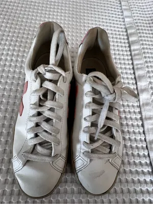 Veja Women's White Sneakers with Pink Accents Size 8 thumbnail 1