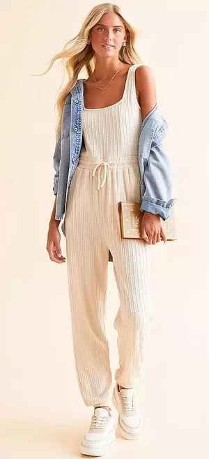 BKE Textured Knit Jumpsuit thumbnail 1