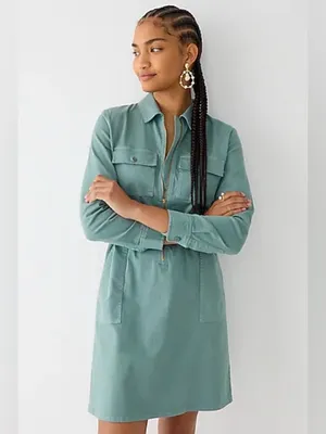 J Crew Long-sleeve zip-front chino dress size 10 thumbnail 2
