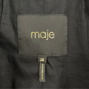 Maje black long Pointed Collar snap button teddy jacket Sherpa Coat size medium thumbnail 2