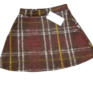 Zara Brown Brick Red Plaid Mini Skirt NWT Sz. SM Academia Fall Preppy Pull On thumbnail 2