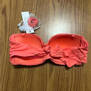 NWT Anne Cole Live in Color Twist Bandeau Bikini Top Juicy Women's Size Small thumbnail 2