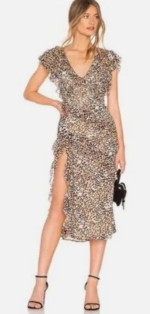 Revolve Majorelle Jasmina Leopard Print Midi Dress‎ Slip Style Party Dress Sz L thumbnail 1