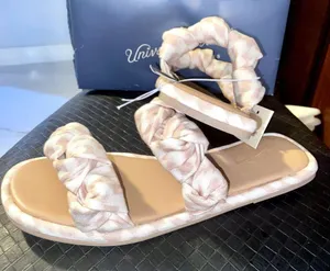 Universal Threads NIB Knotted Women’s Sandals/Double Straps Open Toe Slide On/Tan thumbnail 1