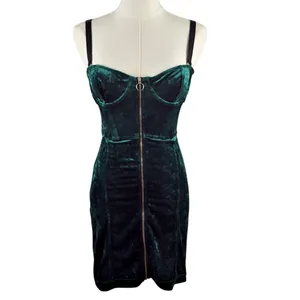 Urban Outfitters Bella Bustier Green Velvet Corset Mini Dress 90s Indie Alt thumbnail 3